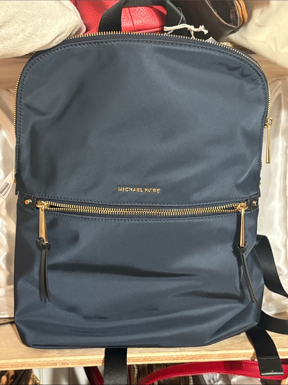Michael Kors Navy Backpack with Gold Hardware nylon